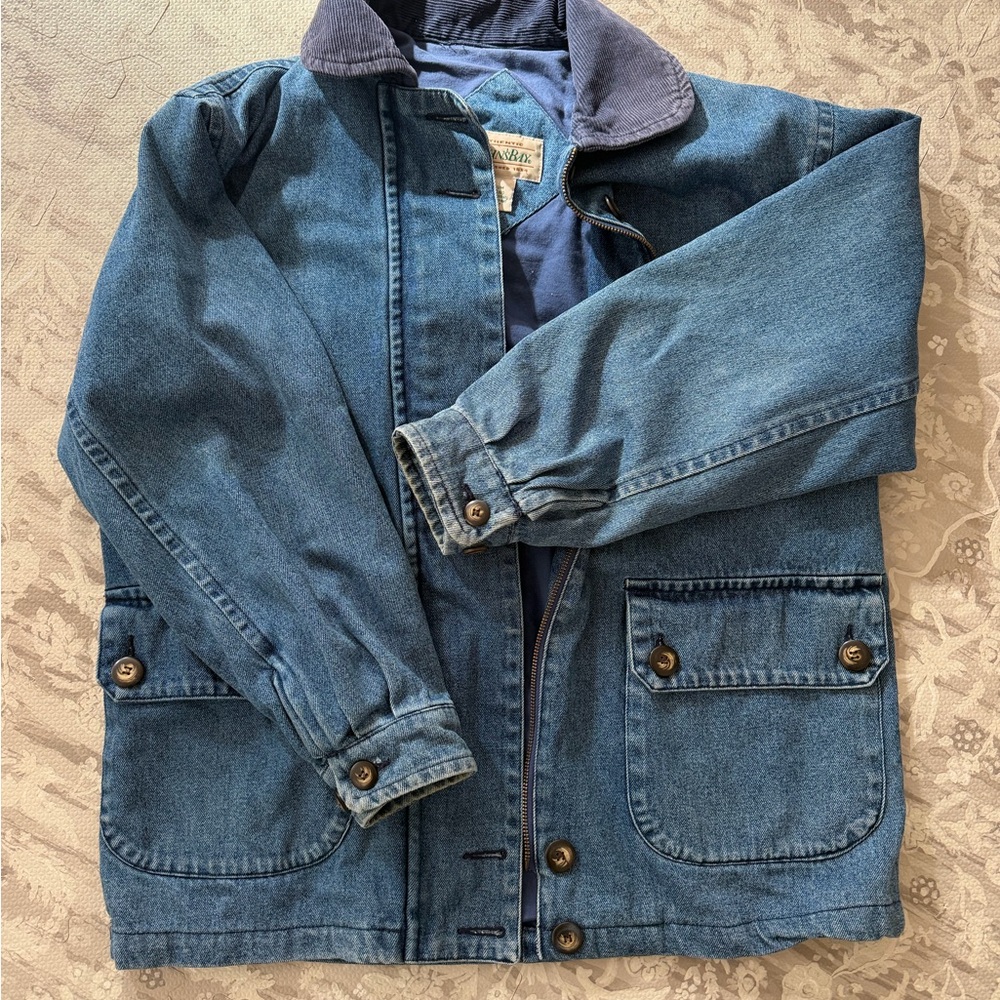 St. John's Bay Blue Denim Jean Jacket with Corduroy Collar